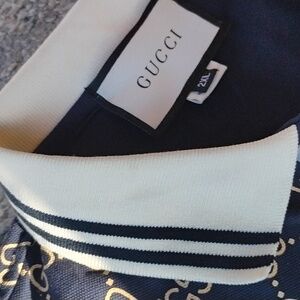 Gucci Dark Blue and Cream Polo Shirt